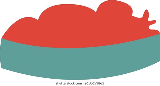 A cozy red blanket illustration shaped as someone taking a nap, perfect for bedtime visuals, comfort, and rest-related themes.