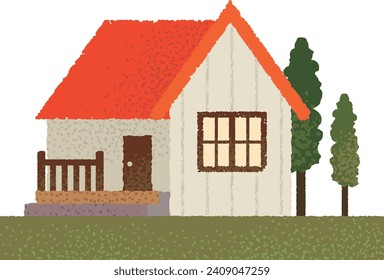 cozy red roof house illustration