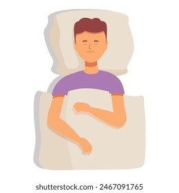 Cozy relax man icon cartoon vector. Calm sleep happy. Bedtime duvet