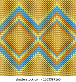 Cozy rhombus argyle knitted texture geometric seamless pattern. Plaid hosiery textile print. Scandinavian style seamless knitted pattern. Fabric canvas illustration.