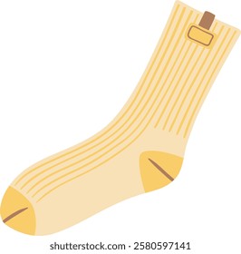 Cozy ribbed sock with reinforced heel and toe, featuring a small label near the top, isolated on a white background, representing comfort, warmth and style