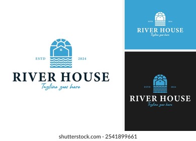 Cozy river house logo design for rural living and nature branding