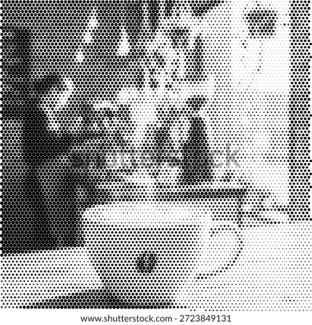 Cozy scene of a hot coffee cup on a table by a window, in halftone style. This warm illustration captures the comfort of morning coffee rituals with inviting ambiance. Great for coffee shop menus, breakfast cafe advertising, and lifestyle blog headers. Perfect for hospitality and food projects. Clean illustration for versatile use in beverage designs.