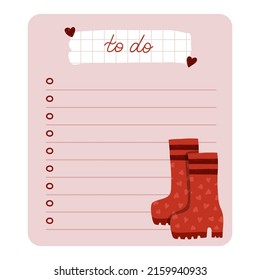 Cozy scrapbook templates for planner (notes, to do, to buy and other) with hygge autumn clip arts of seasonal clothes, drinks, decor. With editable illustrations. For school, university schedule.