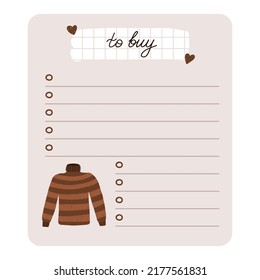 Acogedoras plantillas de scrapbook para planificadores (notas, por hacer, por comprar y otros) con imágenes de grandes recortes de otoño de ropa de temporada, bebidas, decoración. Con ilustraciones editables. Para la escuela, horario universitario.