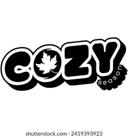 cozy season black vector graphic design and cut file