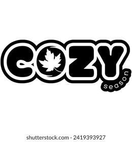 cozy season black vector graphic design and cut file