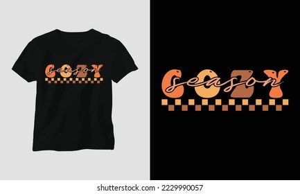 cozy season - Groovy Christmas SVG T-shirt and apparel design. Vector print, typography, poster, emblem, festival, party, Black, gift, card, Craft Design