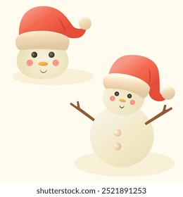 Un conjunto acogedor de íconos de Navidades con muñecos de nieve. Perfecto para diseños de vacaciones, tarjetas de felicitación y marca de temporada