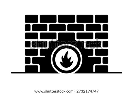 cozy silhouette of a fireplace with burning flames, a symbol of warmth and comfort