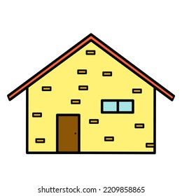 Cozy and Simple House. Vector illustration. Doodle building
