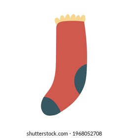 Cozy sock in red,yellow and blue colors as home decor or clothes. 