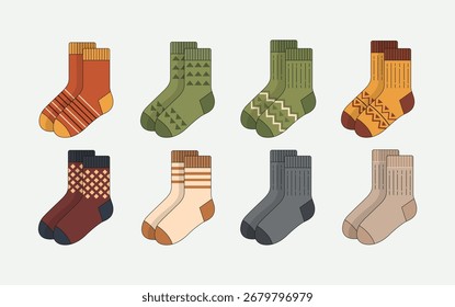 Coleção de meias aconchegantes em vários padrões