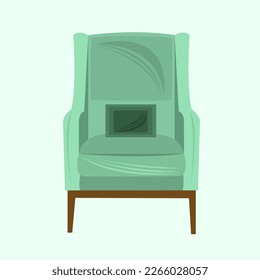 Gemütliche Sofa, flache Vektorgrafik. Cute Wohnzimmer gemütliche Sofa-Cartoon-Vektorgrafik für Grafikdesign und dekoratives Element