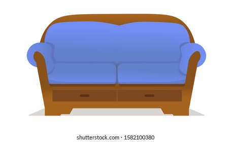 cozy sofa with two drawers in flat style.