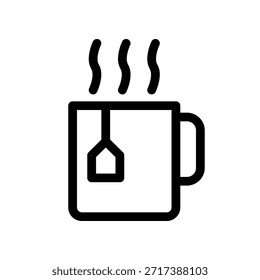 Gemütlicher Dampfbecher mit Teebeutel Symbol für warmes Morgengetränk Konzept