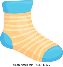 Cozy striped sock. Home cloth cartoon icon isolated on white background