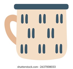 Cozy and stylish beige mug featuring a modern abstract pattern with a blue rim, providing the perfect companion for savoring hot beverages on relaxing days at home
