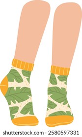 Cozy and stylish socks featuring a vibrant green leaf design, infusing everyday comfort with a refreshing touch of nature, perfect for any season and enhancing personal style