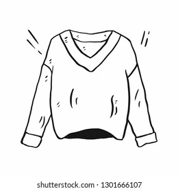 Cozy Sweater Doodle Art Style Hand Drawn Illustration Jacket with White Background