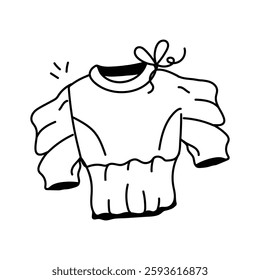 Cozy sweater with puffed sleeves and a cute bow