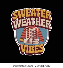 Suéter acolhedor tempo vibes retro outono temporada vetor arte