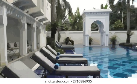Cozy swimming pool vector design art