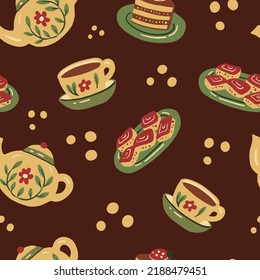 Cozy tea seamless pattern