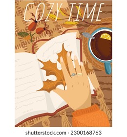 Cozy time autumn poster vector banner design