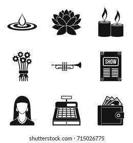 Cozy time icons set. Simple set of 9 cozy time vector icons for web isolated on white background