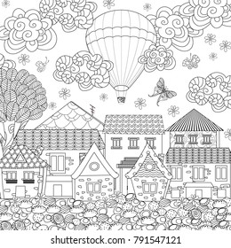 Nice Girl Umbrella City Your Coloring Stock Vector (Royalty Free ...