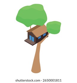 Casa de árvore acolhedora aninhada entre as folhas, proporcionando uma fuga tranquila em meio à natureza