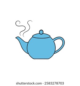 A cozy vector flat illustration of a steaming teapot, perfect for tea lovers, warm beverages, and kitchen-related designs.