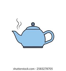 A cozy vector flat illustration of a steaming teapot, perfect for tea lovers, warm beverages, and kitchen-related designs.