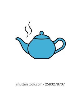 A cozy vector flat illustration of a steaming teapot, perfect for tea lovers, warm beverages, and kitchen-related designs.