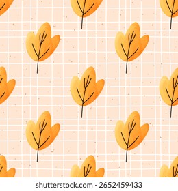 Cozy vector seamless pattern of autumn leaves in watercolor style. Ideal for seasonal illustrations, nursery decor, autumn designs, textiles.