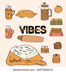 Cozy vibes graphic elements collection