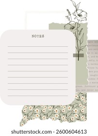 Cozy Vintage Journal Stickers and aesthetic Note Papers