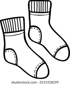 Cozy warm socks doodle clipart.Vector illustration in trendy doodle style isolated on white background.Clothes for winter, New Year and Christmas designs.Exclusive design element,badge,icon,handmade.