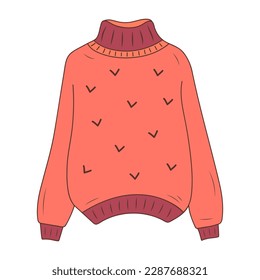 Cozy warm sweater. Hand drawn illustration in doodle style.