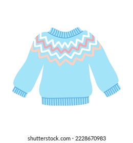 Cozy warm winter sweater. Knitted ugly christmas clothing on a white background. Flat vector cartoon illustration