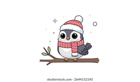 Aconchegante ilustração de pássaro de inverno Uma cena encantadora e emocionante da alegria sazonal