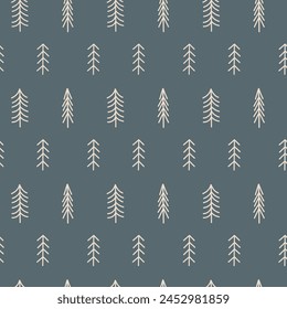 Cozy Winter - Christmas Seamless Pattern - Digital Paper - Vector Illustration - Cute Tree Elements  Textile Design