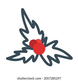 Cozy winter decor with red berries in the style of lines. Decorative elements for the design of postcards, invitations and much more. Vector is a collection of hand-drawn Christmas decorations.
