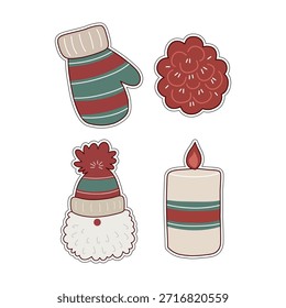 Acogedores Elementos de vacaciones de invierno y pegatinas de Navidad colección
