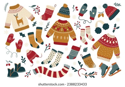 Cozy Winter Holiday Set. Christmas Design Elements. 