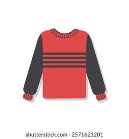 Cozy Winter Red Sweater Vector Design – Minimal Flat Icon Style