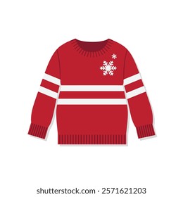 Cozy Winter Red Sweater Vector Design – Minimal Flat Icon Style