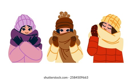 cozy winter scarf vector. warm accessory, style comfort, wrap shawl cozy winter scarf character. people flat cartoon illustration