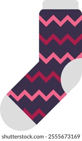 Cozy winter sock showcasing a vibrant chevron pattern in pink and red, offering both warmth and style for keeping feet comfortable during chilly weather